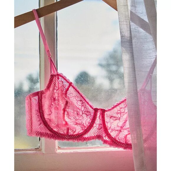 NWT Free People Intimately Care Reya Pink Lace Underwire Bra - Picture 4 of 7